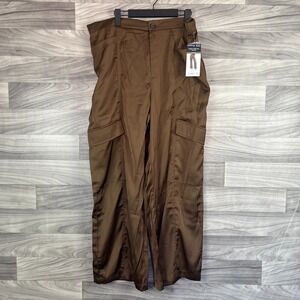 Sofía Jeans by Sofia Vergara Cargo Pant Women XL(16-18) Brown High-Rise Wide Leg